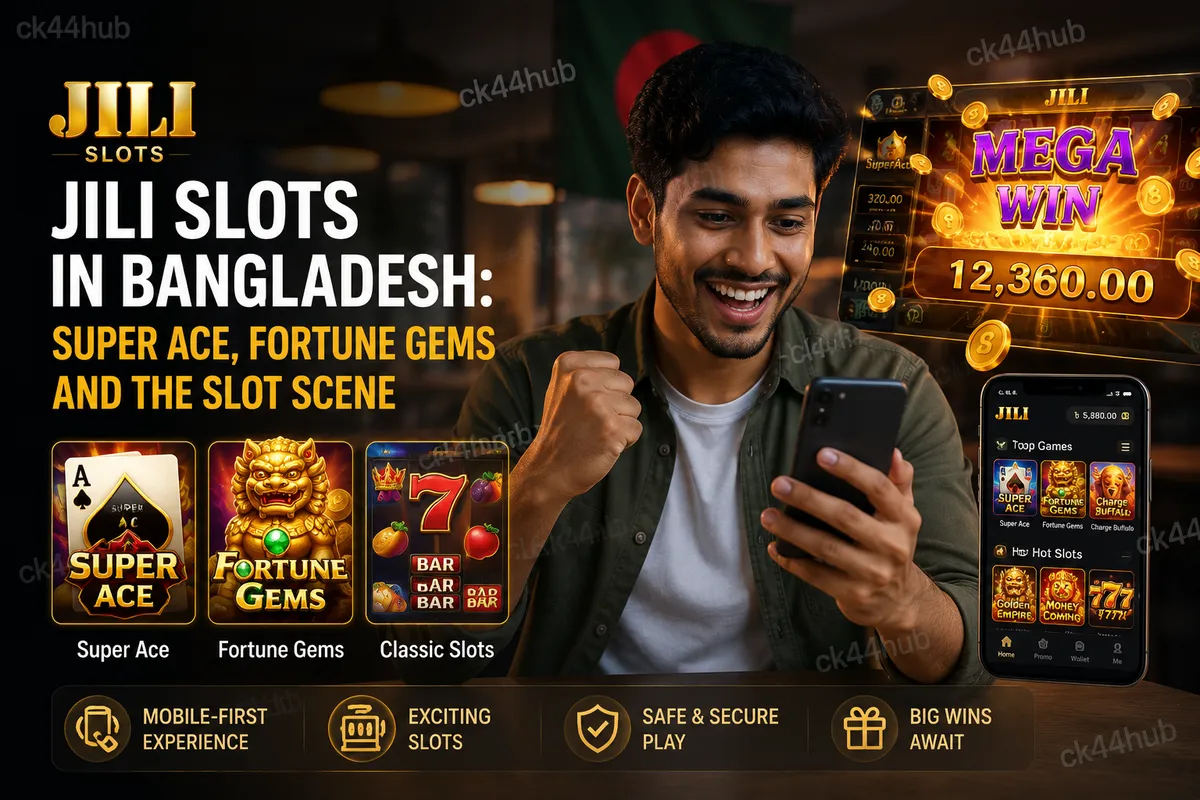 JILI slot games Super Ace and Fortune Gems shown on a mobile screen